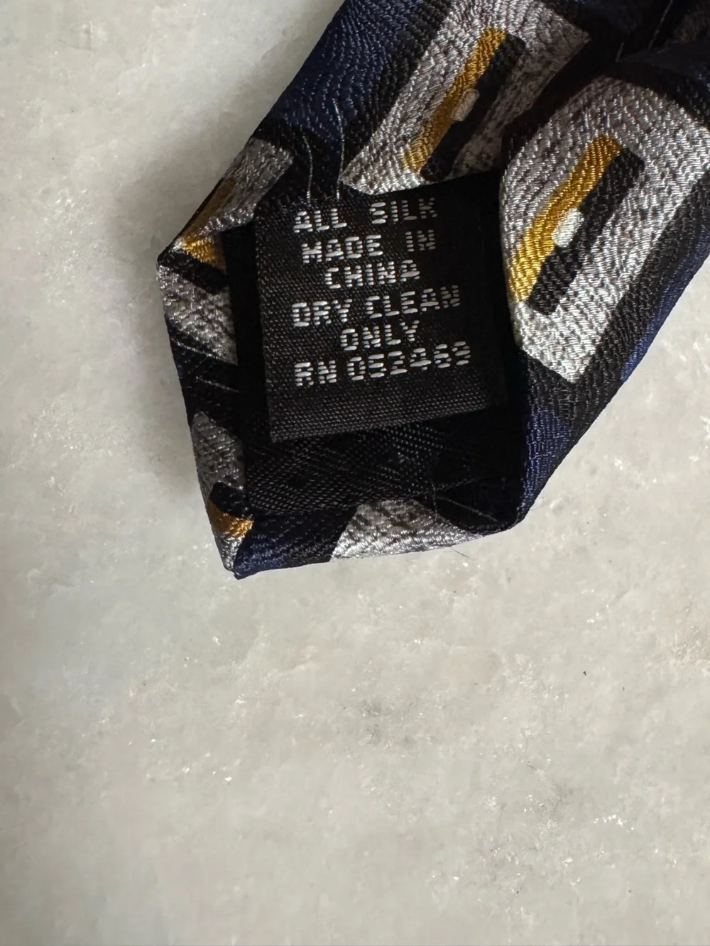 Vintage Puritan Navy and Gold Geometric 100% Silk Tie